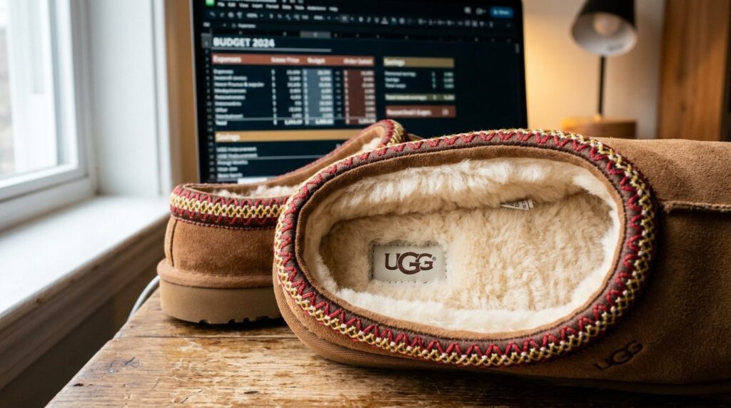 Close-up detail shot of high-quality sheepskin lining and cr